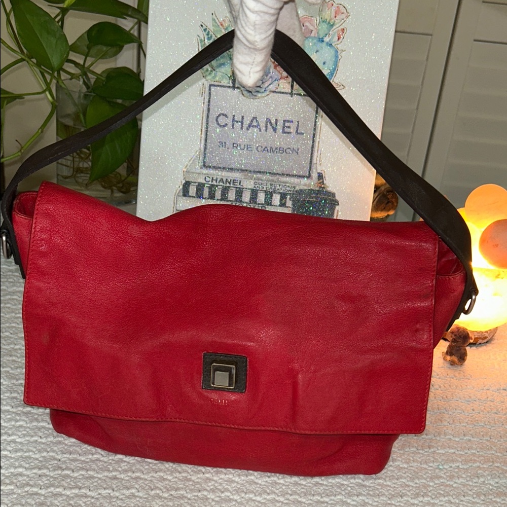 Celine Red Leather Shoulder Bag